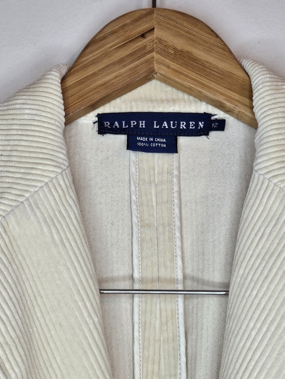 Ralph Lauren Corduroy Blazer – Size 12 – Crème / Beige – Blue Tags - Picture 3 of 14